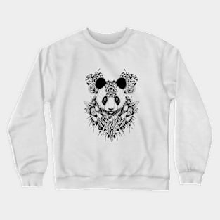 Panda Bear Wild Animal Nature Illustration Art Tattoo Crewneck Sweatshirt